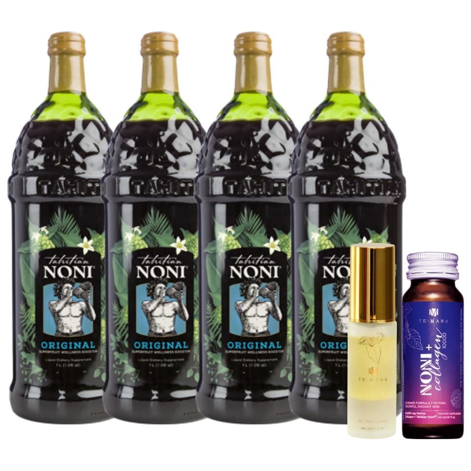 タヒチアンノニジュース4本＋テマナ オイルトリートメント 1本＋テマナ ノニコラーゲン 1本